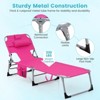 Tangkula 2PCS Beach Lounge Chair Reclining Chair with 5 Adjustable Positions Detachable Pillow &Hand Ropes Blue/Black/Gray/Turquoise/Beige/Pink - 4 of 4