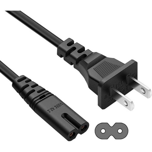 SatelliteSale 18AWG 2-Prong to Square/Round Connector AC Universal Replacement Power Cable Universal Wire PVC Black Cord - image 1 of 4