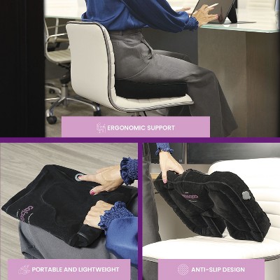 Black Ergonomic Inflatable Seat Cushion for Tailbone Relief