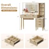 Makeup Vanity Desk with Lights - Fluted Wooden Dressing Table with 5 Drawers and Adjustable Shelves, Modern Glass Top, Charging Station for Bedroom - 3 of 4