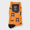 Women's Teddy Bear Skeleton Halloween Crew Socks - Hyde and EEK! Boutique™ Orange/Black 4 - 10 - 2 of 3