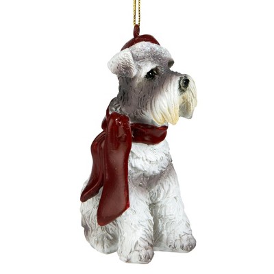 Festive Miniature Schnauzer Holiday Dog Ornament in Resin
