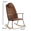 FONTOI Rocking Chair with Adjustable Headrest Pillow, Rocker with High Backrest for Nursery Bedroom Living Room, Brown, 30.12"*39.76"*24.41" - 3 of 4