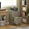 HOMCOM 2 Drawer Vertical File Cabinet with Silent Slides, Farmhouse Filing Cabinet with Barn Doors for A4/Letter Size, Printer Stand, Distressed Gray - 3 of 4