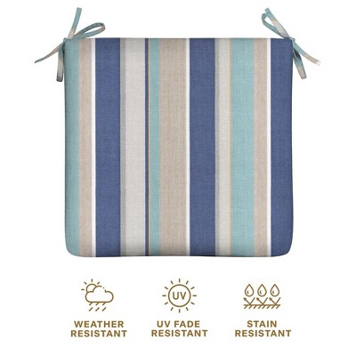 Stripe Blue and Beige Polyester Outdoor Seat Cushion Set