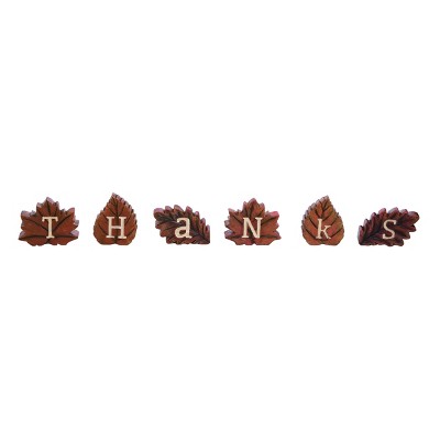 Transpac Resin 3.5 in. Multicolor Harvest Thanks Leaves Set of 6