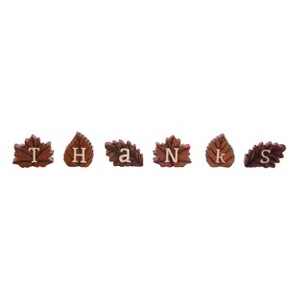 Transpac Resin 3.5 in. Multicolor Harvest Thanks Leaves Set of 6 - 1 of 2