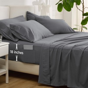 Deep Pocket Twin Sheets - 4 Piece, Prewashed Ultra-Soft Twin Sheets Set, Fits Mattresses Up to 18 Inches Thick, Breathable & Secure Fit, Hotel Luxury - 1 of 4