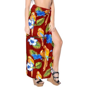 LA LEELA Women's Bikinis Wraps Vacation Summer Sarong Long Beach Beachwear Swimwear Swim Cover Ups Bathing Suit Coverups One Size Maroon, Parrot - 1 of 4