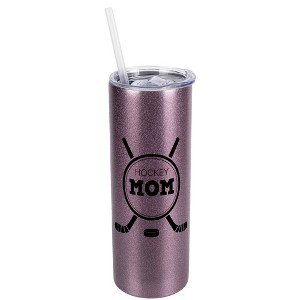 Elanze Designs Rose Gold 20 Ounce Double Wall Stainless Steel Glitter Travel Tumbler With Sliding Lid And Straw, Hockey Mom - 1 of 4