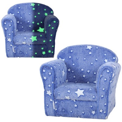 Qaba Kids Sofa Chair, Toddler Sofa w/ Glow in the Dark Star Design & Wooden Frame, Upholstered Baby Sofa for 18-36 Months