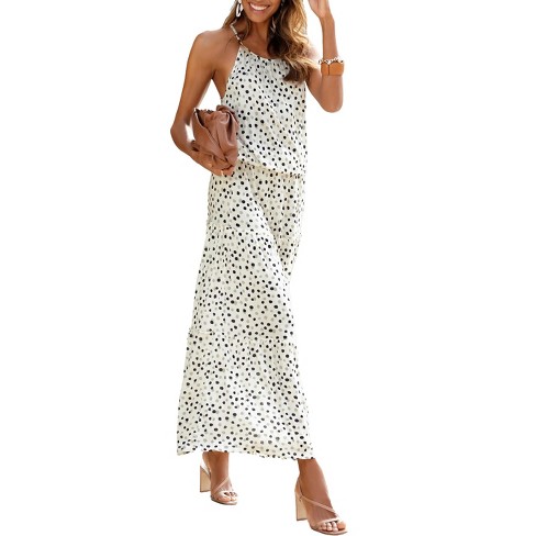 Lascana Women's High Neck Maxi Dress Polka Dots White Multi 14 : Target