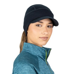 Merino Wool Ponytail Hat with Drop Down Ear Warmer for Running TrailHeads Fleece Ponytail Hat with Ear Warmer | Women main image 3