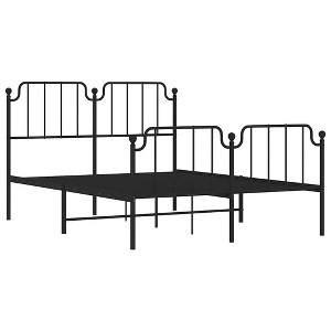 vidaXL Metal Bed Frame without Mattress with Footboard Black Full - 1 of 4