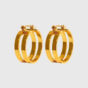 Anna-Kaci Women's Double Hoop Earrings - 2.2cm Diameter Hoops - 1 of 4