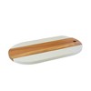 Slickblue 13” x 7” Oval Marble & Acacia Wood Board - White/Black, Ideal for Charcuterie & Culinary Displays - 2 of 4