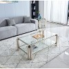 NicBex Modern Double-Layer Clear Tempered Glass Coffee Table with Stainless Steel Legs,Storage Center Table for Living Room - 3 of 4