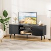 TIRAMISUBEST Modern TV Stand for 55-60 Inch TVs, Black Entertainment Center with Side Storage Cabinets - 2 of 4