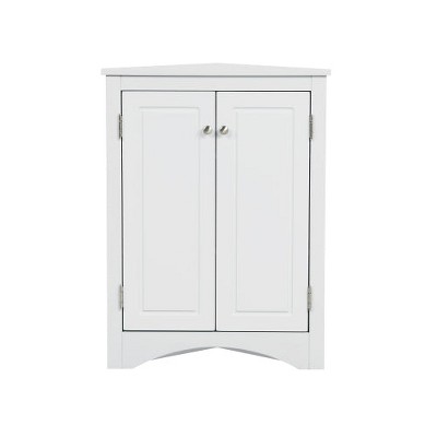 LunaLulinlk White Triangle Bathroom Storage Cabinet with Adjustable Shelves, Freestanding Floor Cabinet for Home Kitchen