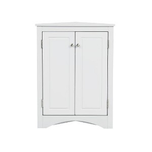 LunaLulinlk White Triangle Bathroom Storage Cabinet with Adjustable Shelves, Freestanding Floor Cabinet for Home Kitchen - 1 of 4