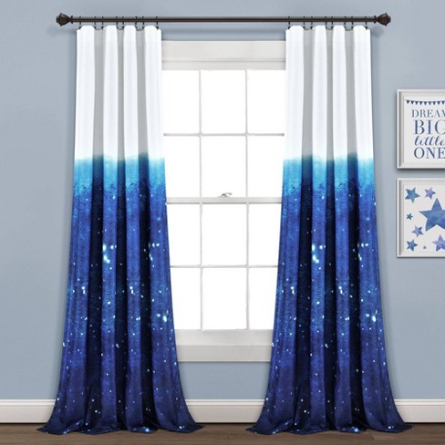 52 X84 Make A Wish Space Star Ombre, Navy White Curtains