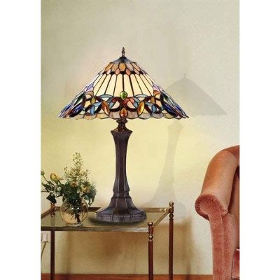 Victorian Ambrose 17" Bronze Tiffany-Style Table Lamp