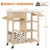 Solid Wood Outdoor Grill Cart Storage Cabinet with Stainless Steel Table Top, Patio Bar Table with Lockable Wheels for Garden and Porch, Natural - 2 of 4