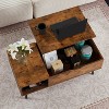 Brown 39" Wood Lift-Up Coffee Table with Hidden Compartments and Storage Shelves - 4 of 4