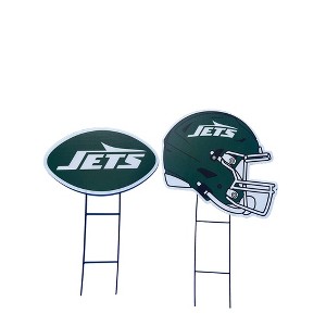 NFL New York Jets Logo and Helmet 2pk Yard Sign Set - 1 of 1