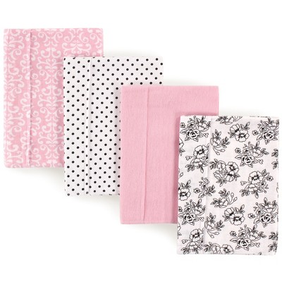 Hudson Baby Infant Girl Cotton Flannel Burp Cloths 4pk, Toile, One Size