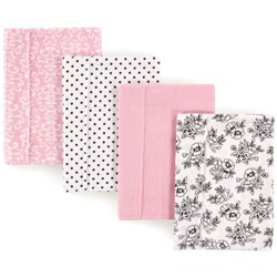 Hudson Baby Infant Girl Cotton Flannel Burp Cloths 4pk, Linocut ...