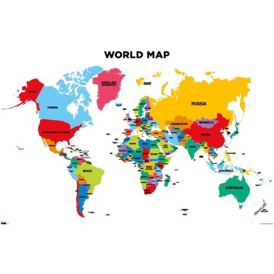 Trends International Map - World 2022 Unframed Wall Poster Prints : Target