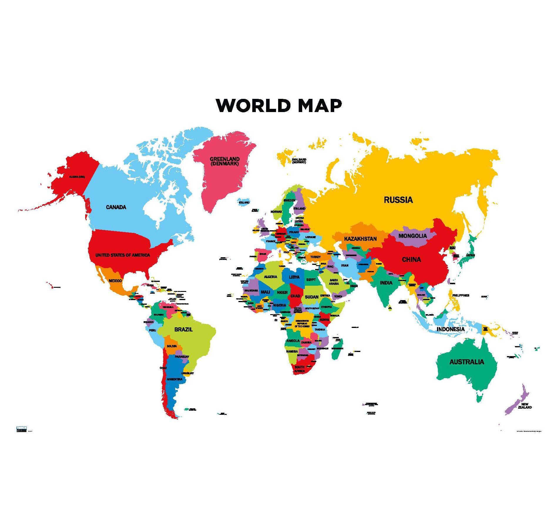Trends International Map - World 2022 Framed Wall Poster Prints