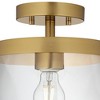 Possini Euro Design Everly 12" Modern Semi Flush-Mount Ceiling Light Fixture Kitchen Foyer Hallway Warm Brass Finish Glass Bedroom Bathroom Entryway - 3 of 4