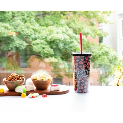 Naruto Shippuden Akatsuki 20-Ounce Black Plastic Travel Tumbler