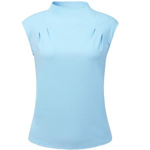 Hobemty Women's Basic Solid Sleeveless Slim Fit Mock Neck Blouse - 1 of 4