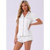 cheibear Women's Silky Satin Nightwear with Shorts Lounge Sleepwear Pajama Set - 3 of 4