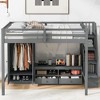 NicBex Full Size Loft Bed Wooden Bunk Bed Bed Frame with Wardrobe, Low Storage Table, Storage Stairs and Guardrail, No Box Spring Required, Gray - 2 of 4