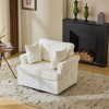 Karl Home Beige Corduroy Living Room Swivel Barrel Accent Chair - 2 of 4
