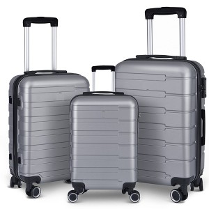 Luggage Set of 3, Suitcases with Spinner Wheels Hardside Expandable Luggage Suitcase Set with TSA Lock for Travel-Silver+Grey - 1 of 4