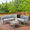 Tangkula 4PCS Aluminum Outdoor Conversation Set Patio Furniture Set w/ Coffee Table & Cushions Gray - 2 of 4