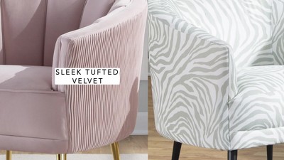 Chic Blush Pink Velvet Barrel Accent Chair with Gold Legs