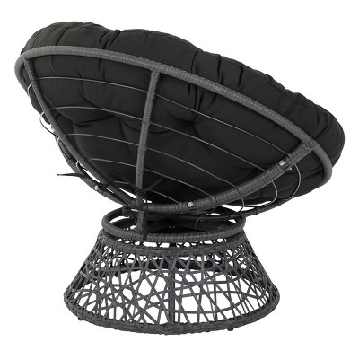 Black Handcrafted Metal Swivel Papasan Chair