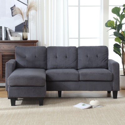 VASIP Velvet Sectional Couch , L Shaped Sofa with Ottoman for Small Apartment