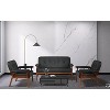 50“ Faux Leather Loveseat Sofa with Wood Arms, Mid-Century Modern Small Couch for Office, Living Room, Bedroom – Black - 2 of 4