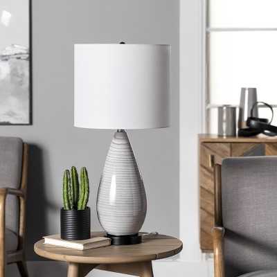 Columbus 27" Gray Glass & Metal Mid-Century Table Lamp