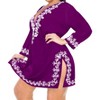 LA LEELA Women's Summer Vacation Beachwear Mini Bathing Suit Short Beach Dress Bikini Swimsuit Cover ups Medium-Large Purple, Solid - 3 of 4