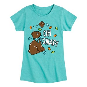 Girls' - Instant Message - Oh Snap Chocolate Bunny Fitted Short Sleeve Graphic T-Shirt - 1 of 4