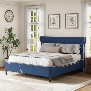 Christopher Knight Home Adler Upholstered Modern Platform Bed with Curved Back Headboard - 1 of 4