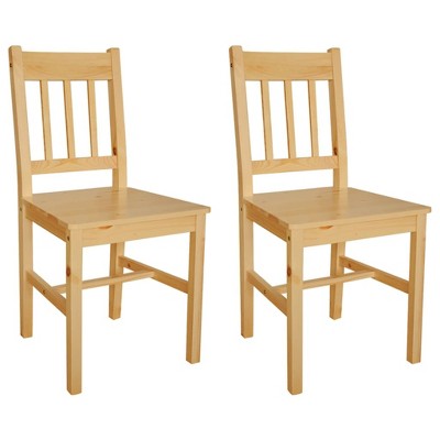 CLIHOME Modern Minimalist Dining Chair with Retro Design of Solid Pine Wood, Comfortable Restaurant Backrest Chair(Set of 2)